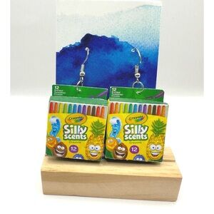 Mini Crayola Silly Scents Twistable Crayons 12-count set pair of earrings
